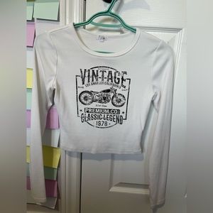Garage - White graphic long sleeve top - Size S